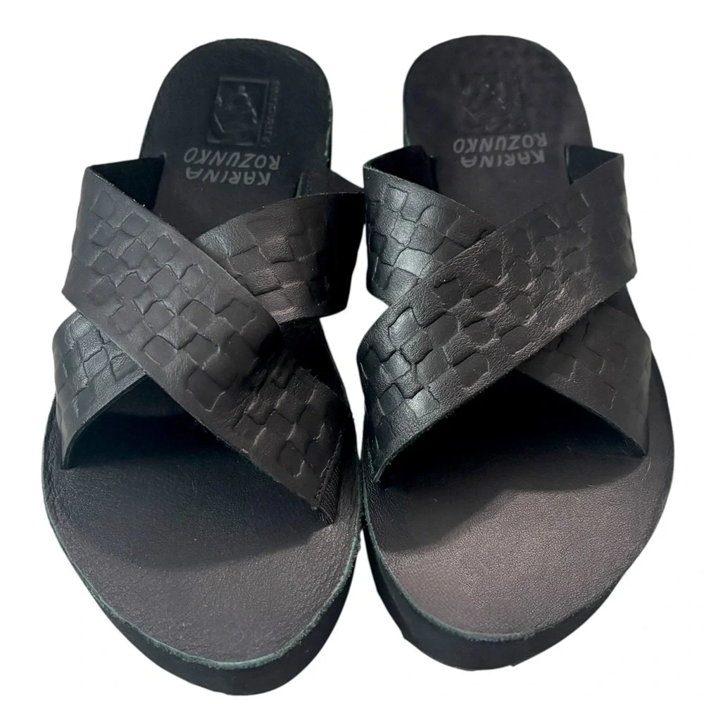 Vans Karina Rozunko UltraCush Mega Platform Leather Cross Strap Sandals 9